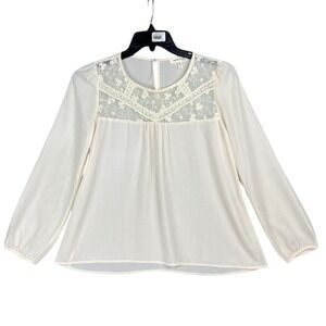Monteau Lace Yoke Blouse Women S Sheer Romantic‎ Boho Lightweight Flowy Top